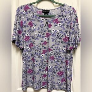 Liz Claiborne Women's Floral Top - Gray and Purple